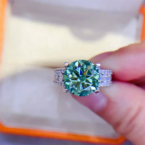 FEOBUR 2/3/5CT Green Moissanite Rings