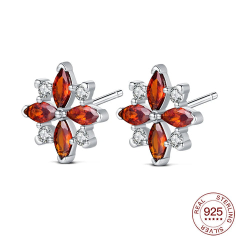 925 Sterling Silver Elegant Sparkling Lucky Clover Hoops Earring