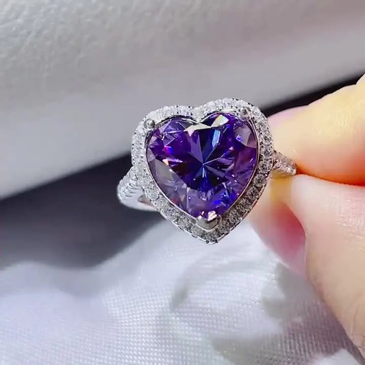 Hot Selling 5ct Purple Heart Moissanite Rings