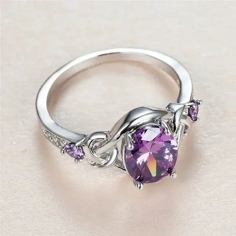 2025 Oval Purple Cubic Zirconia Women Rings