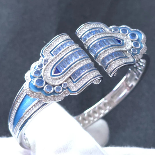 KQDANCE Luxury 925 Sterling Silver Cuff Bangles Bracelets