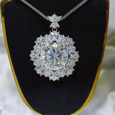 Huge 10ct Yellow Moissanite Diamond Pendant 100% Real 925 Sterling Silver Wedding Pendants Necklace for Women Engagement Jewelry