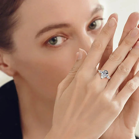 3ct Waterdrop Shape High Carbon Diamond Rings