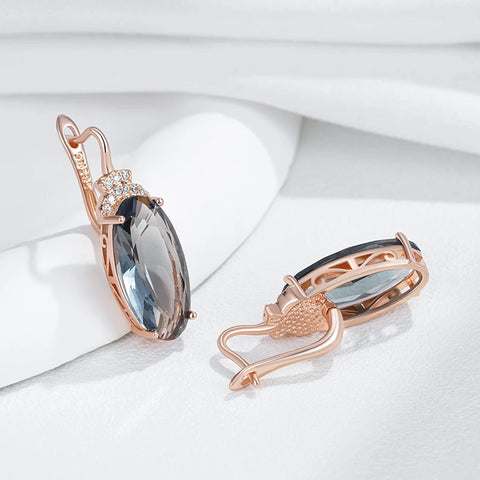 Kinel Hot Grey Big Oval Drop Dangle Earrings