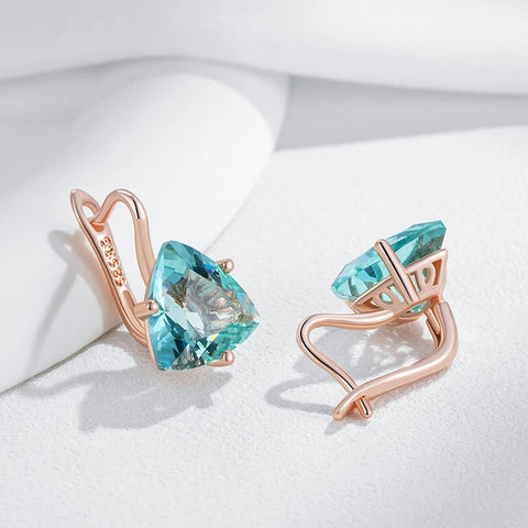Kinel Hot Simple Green Natural Zircon Dangle Earrings