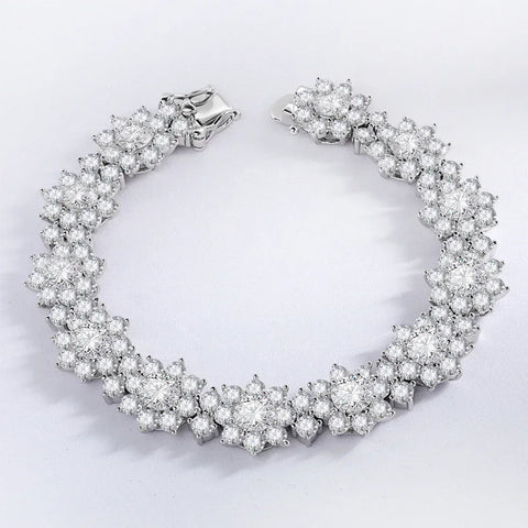 FEOBUR Full Moissanite Diamond Jewelry Set for Women 925 Sterling Silver Luxury Sunflower Necklace Bangle Bridal Wedding Sets