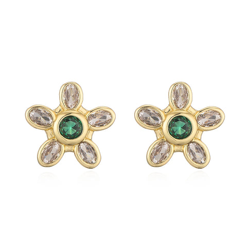 NEWBUY Delicate Gold Color Cute Flower Stud Earrings