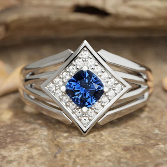 Huitan Elegant Cushion Blue Cubic Zirconia Ring - BOLEVARD RING