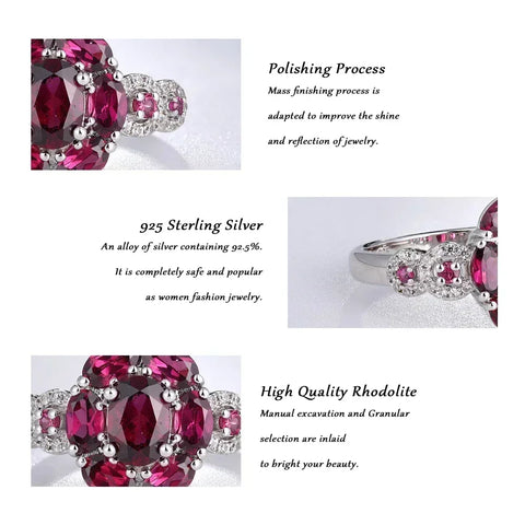GZ ZONGFA Purple Rhodolite Garnet Halo Rings