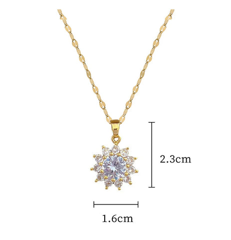 Stainless Steel Lucky Sparkle Necklace Earrings