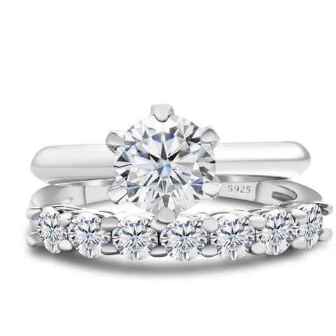Total 1.7 carat moissantie ring set Silver 925 Brilliant Cut
