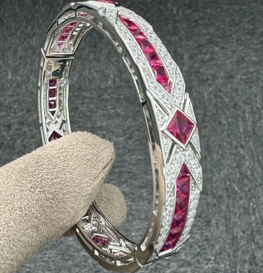 Luxury 925 Sterling Silver Created Pink sapphire