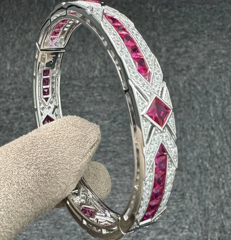 Luxury 925 Sterling Silver Created Pink sapphire