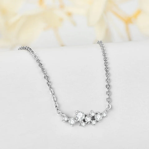Lnkry Delicate Moissanite Necklace With Certificate For Women 925 Silver Original Certified Cluster Pendant Necklace Jewelry