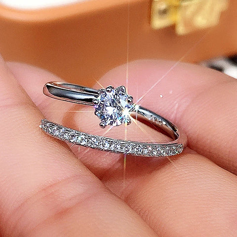 Huitan Delicate Silver Color Opening Circle Rings