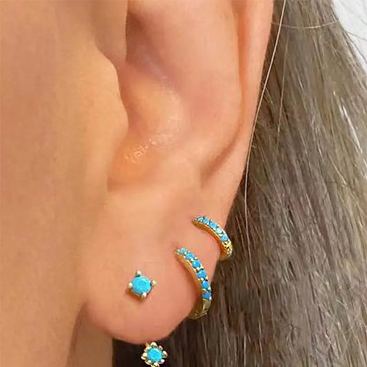 Turquoise Mini Set: Turquoise Gold Hoops.