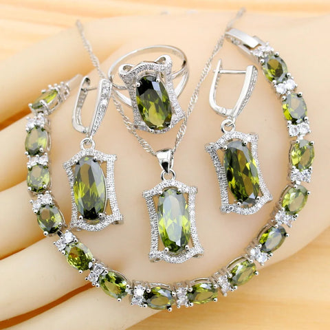 luxury Purple Zirconia 925 Silver Jewelry Sets