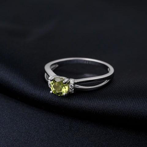 Potiy Round Genuine Natural Peridot 925 Sterling Silver