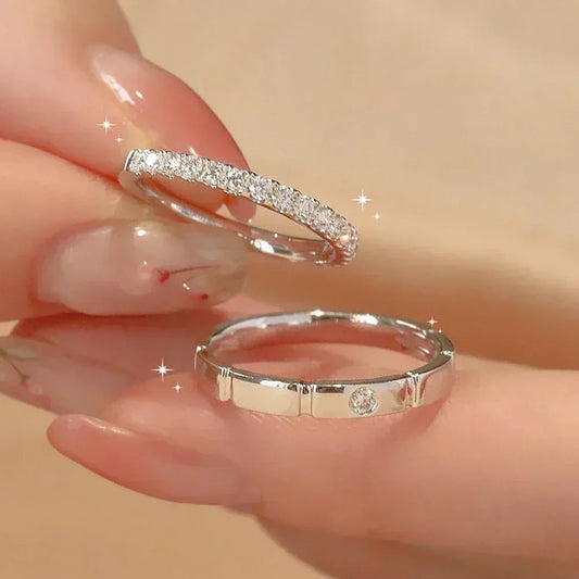 1.5/3mm Full Moissanite Diamond Couple Ring