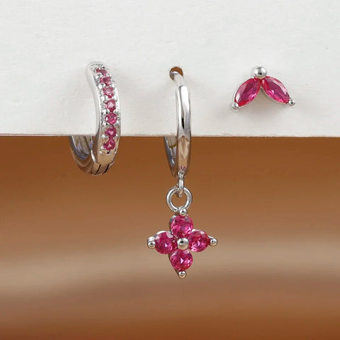 3PCS Exquisite Green Zircon Hanging Earrings
