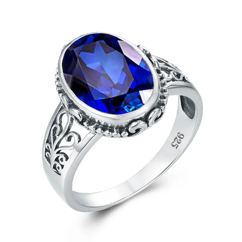 Classic Vintage Silver 925 Aquamarine Ring