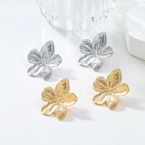 2PC Women's Fashion Trendy Stainless Steel Flower Earrings