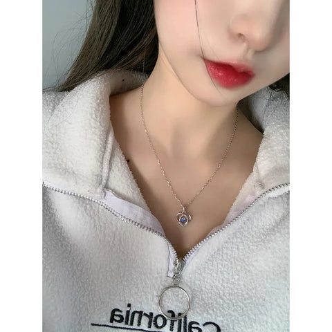 S Pure Silver Dynamic Necklace For Women Versatile Niche Design Light Luxury And Pulsating Heart Pendant Valentine s Day Gift