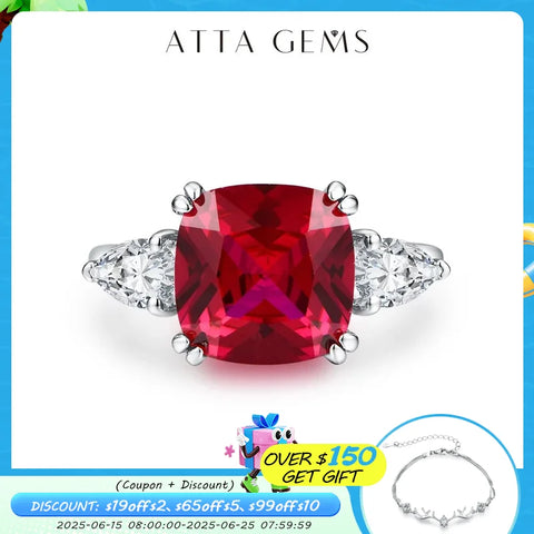 ATTAGEMS 2024 Cushion Cut 10*10mm 925 Sterling Silver