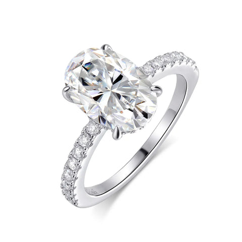 4.5CT Oval Cut Full Moissanite Ring