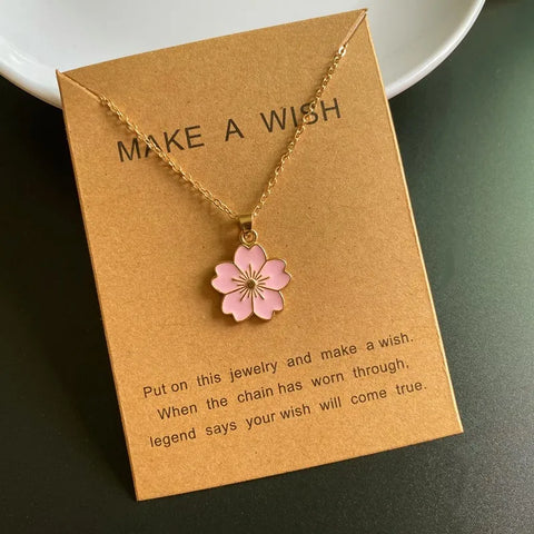 Flower Necklace for Girl Summer Fashion Cute Lovely Choker Necklace Golden Color Link Chain Statement Jewelry Wholesale