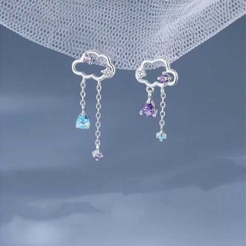 New Asymmetric Moon Butterfly Long Tassel Earrings
