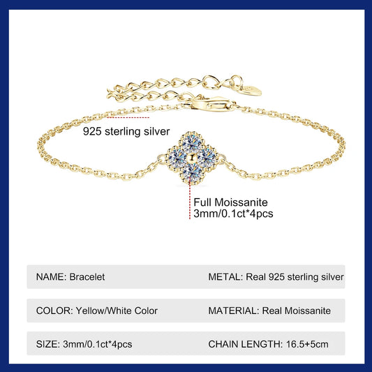 Sweetrain New 3mm Moissanite Bracelet