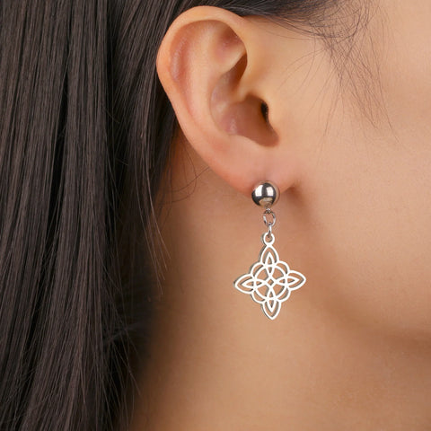 Irish Witch Knot Pendant Earrings Stainless Steel