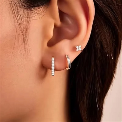 3Pcs Double Crystal Tragus Earring