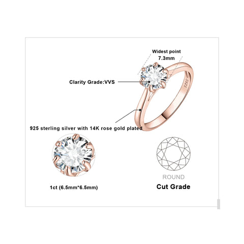 JewelryPalace Moissanite D Color 0.5ct 1ct 1.5ct 2ct Round Cut - BOLEVARD RING