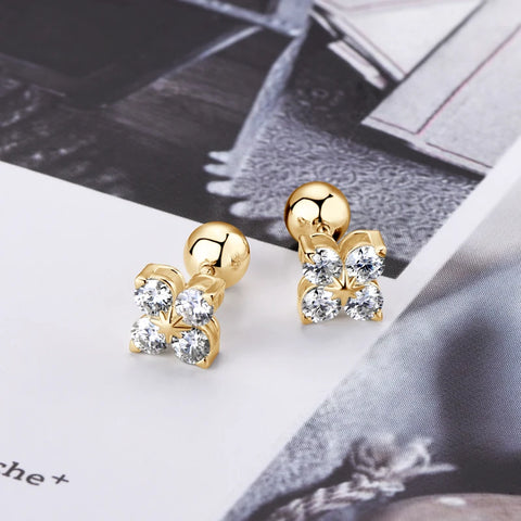 Four Leaf Clover Moissanite Jewelry Sets 925 Silver Long Tassel Pendant Necklace Stud Earrings Christmas New Year Gift for Women