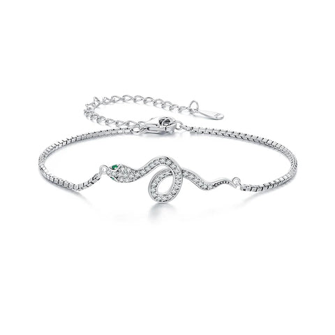 WOSTU 925 Sterling Silver Snake Style Box Chain Bracelets