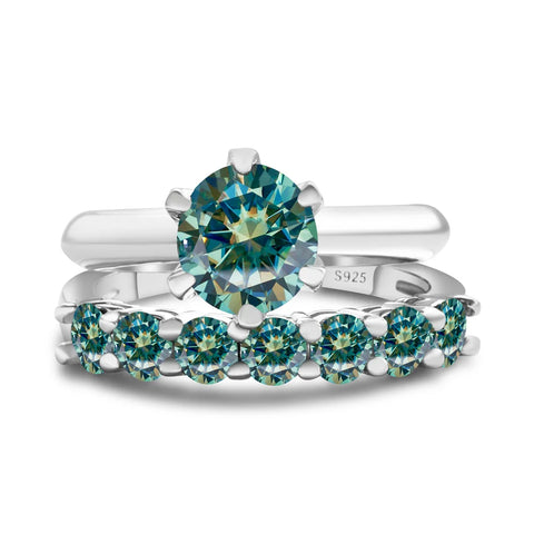 Total 1.7 carat moissantie ring set Silver 925 Brilliant Cut