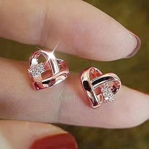Huitan Eternity Love Earrings Ear Stud Piercing Silver