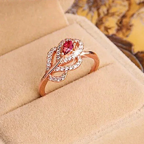 Gorgeous Red Pear Cubic Zircon Rings