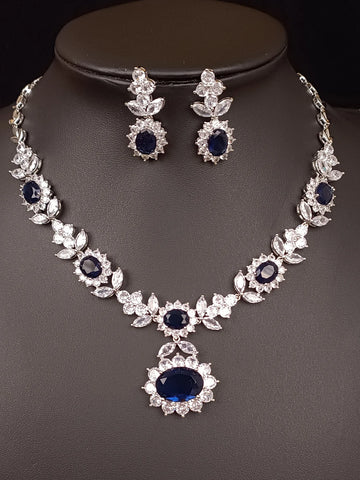 Luxury Indian Jewelry Set For Women Zirconia Bridal Necklace Earring Set For Wedding Evening Party Prom Pendant Necklace