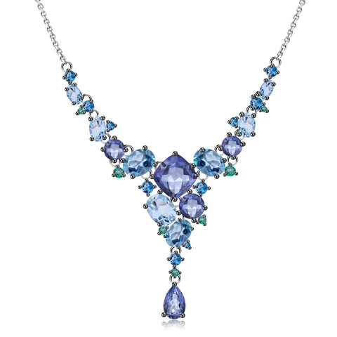 GEM'S BALLET Natural Mystic Quartz Topaz Necklace