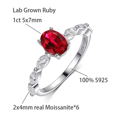 OEVAS 1CT Lab Grown Ruby/ Padparadscha Sapphire Ring