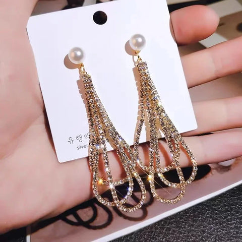 Zircon Wheat Tassel Pendant Gold Color U-shaped