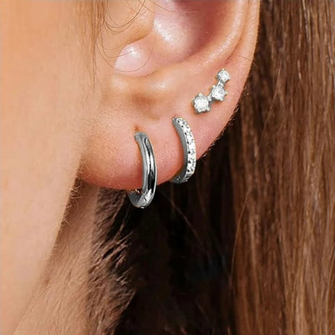 3Pcs Double Crystal Tragus Earring