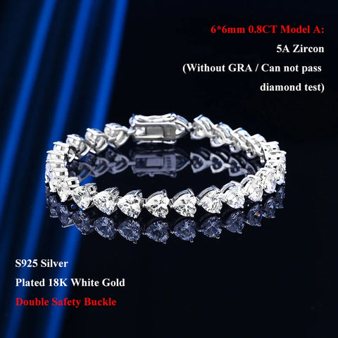 Heart Cut Moissanite Tennis Bracelet