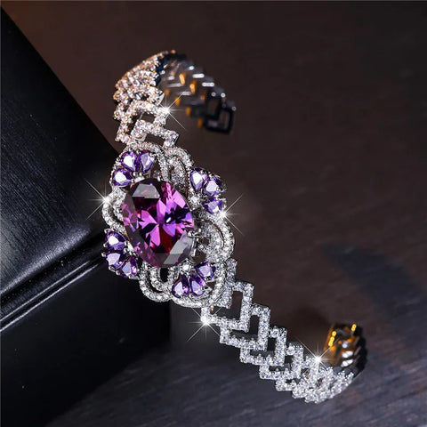 Charm Female Purple Zircon Stone Oval Bracelet