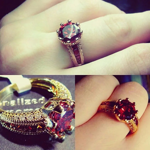Soild 18K Yellow Gold Princess Ruby