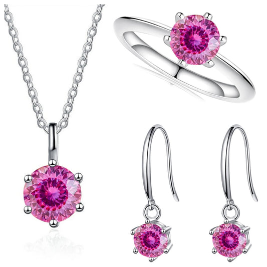 Total 2.5ct Solitaire 925 Sterling Silver moissanite Jewelry set for charm lady  for Women Fine Jewelry dating party gift