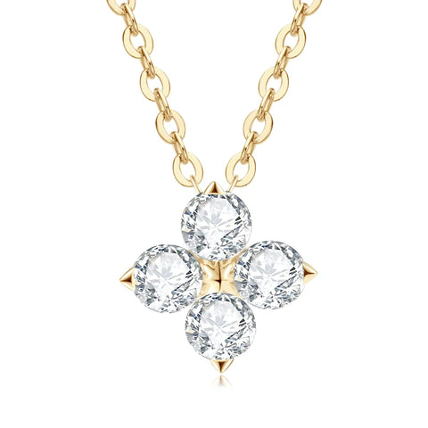 Anziw Lucky Clover Necklace Four Leaf Certified D0.40CT Moissanite Pendant Solid 925 Sterling Silver Women's Charm Jewelry Gift